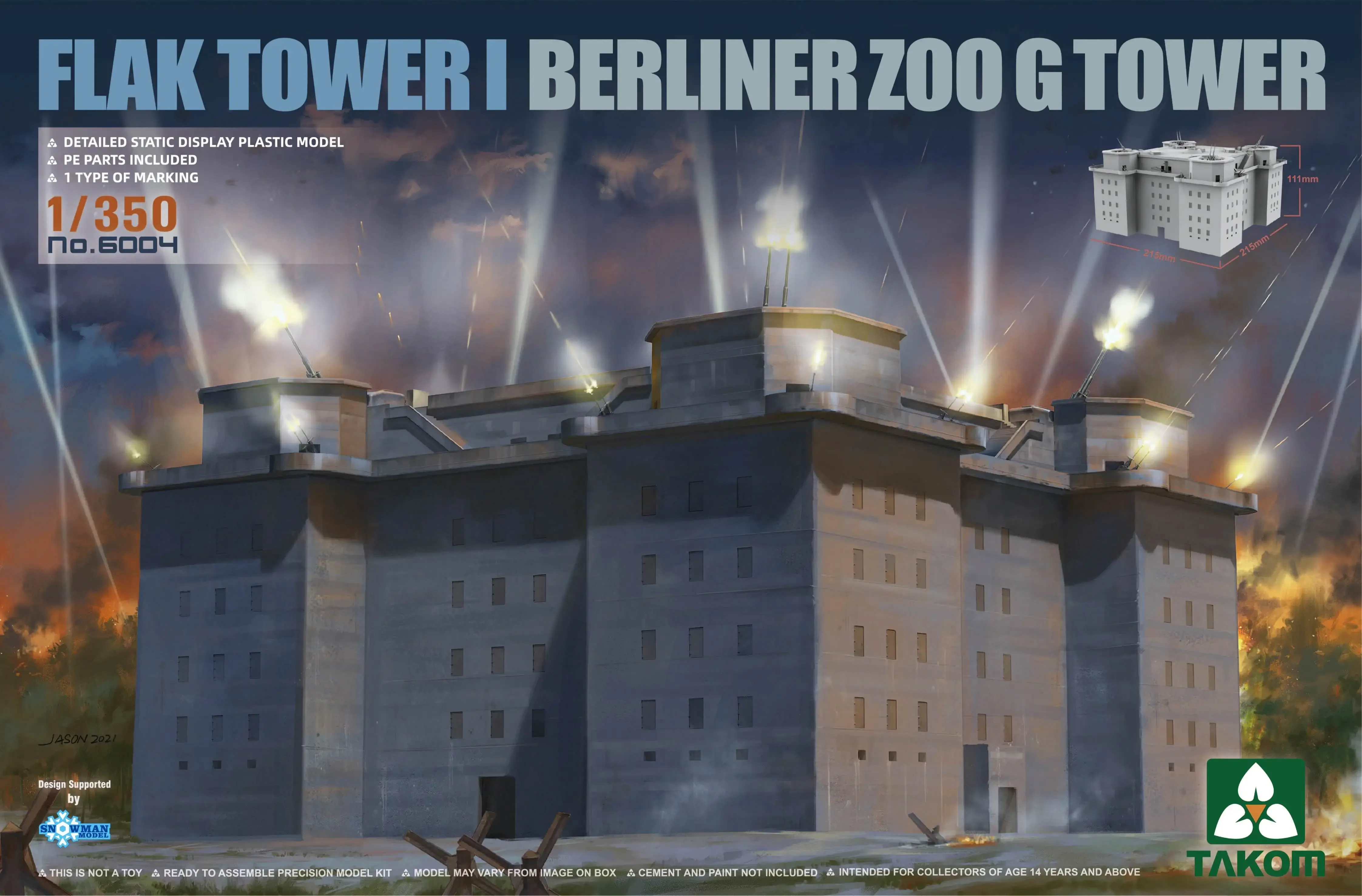 TAKOM 6004 1/350 German Flak Tower I Berliner Zoo G Tower Plastic Model Kit Assemble