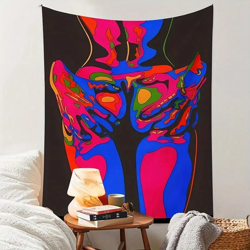VIKAMA Halloween Dance Skeleton Band Tapestry, Fun Cartoon Wall Hanging for Bedroom Living Room Dorm Pumpkin Star Decor