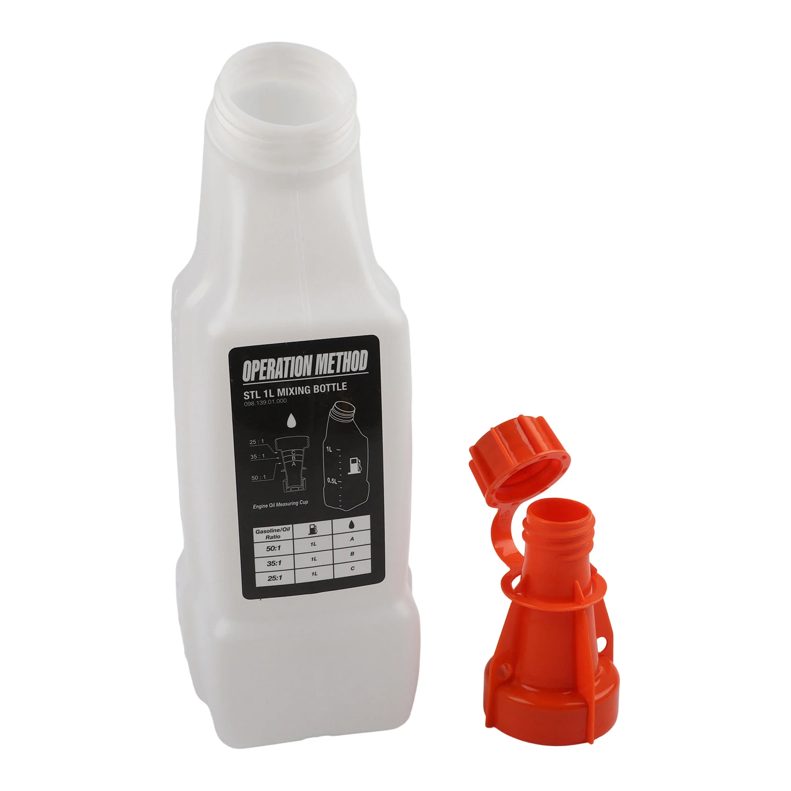 1 Stück Ölmischflasche – 1 l Kraftstoff-Ölmischflasche – Kunststoff für 2-Takt-Gartengeräte, Maschinen, Gartengeräte, Rasenmäher-Teile