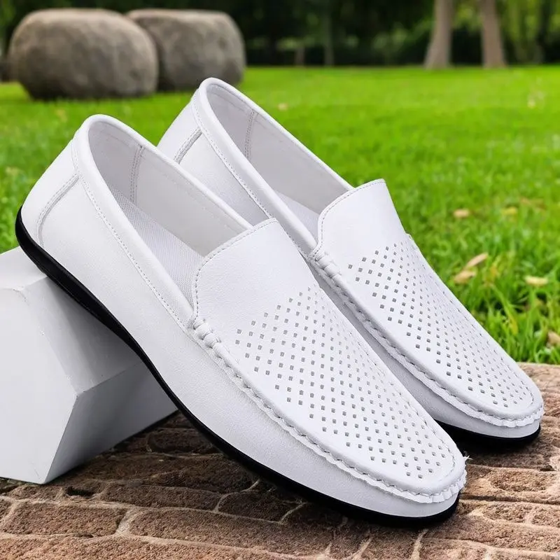 New men's fashionable soft and comfortable lazy one-pedal loafers beanie shoes microfiber men's casual small leather shoes