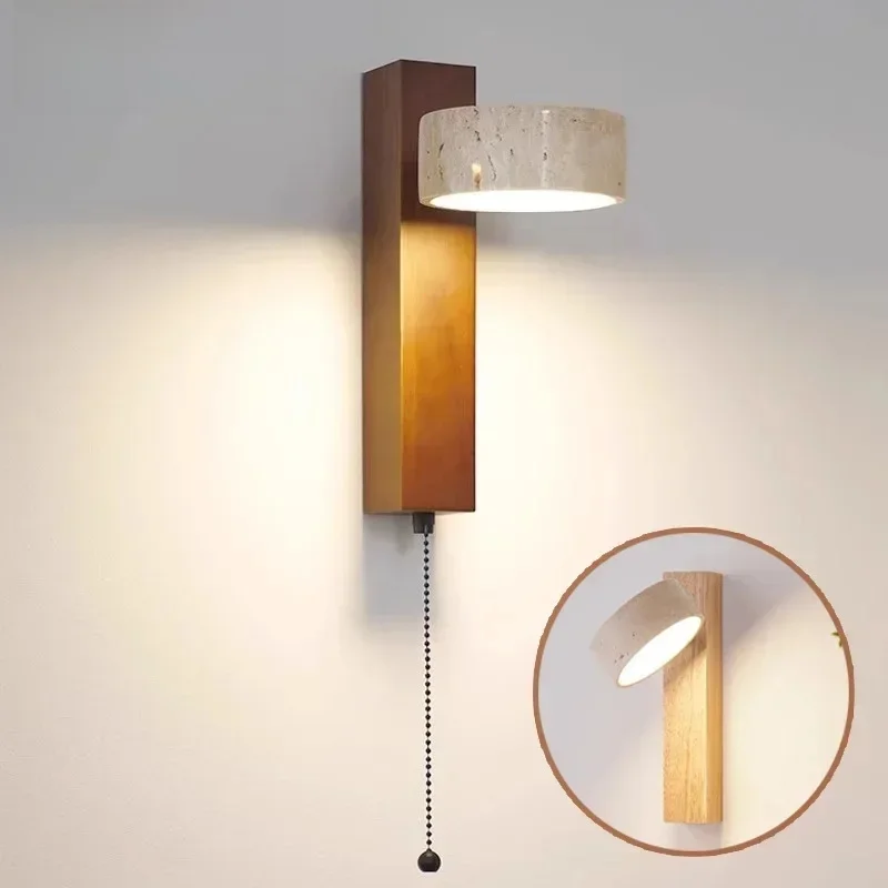 

Bedroom bedside wall light with pull-line switch rotatable French medieval wasaki wind iron retro Corridor light fixture