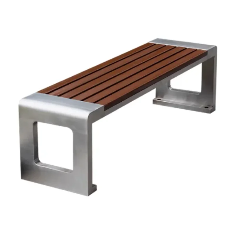 

Stainless steel environmental plastic wood outdoor park bench without backrest