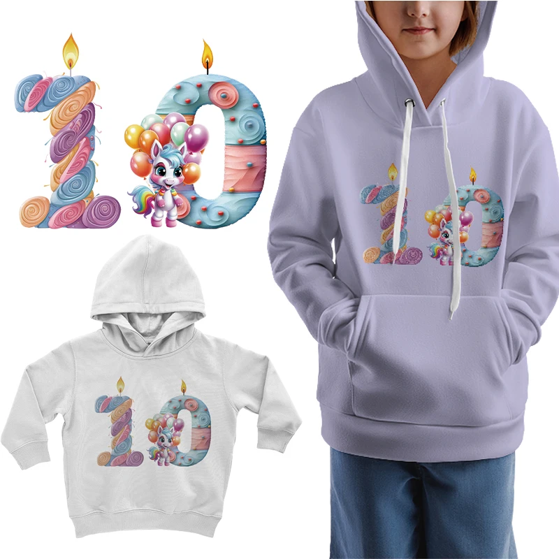 Unicorn Birthday Number Number Iron On Patches Iron on transfer for clothing dtf transfers ready to press Heat Transfer Printing