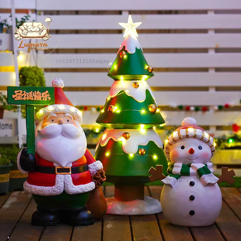 Christmas outdoor solar light cute creative tree snowman reindeer old man courtyard landscaping decoration ornament