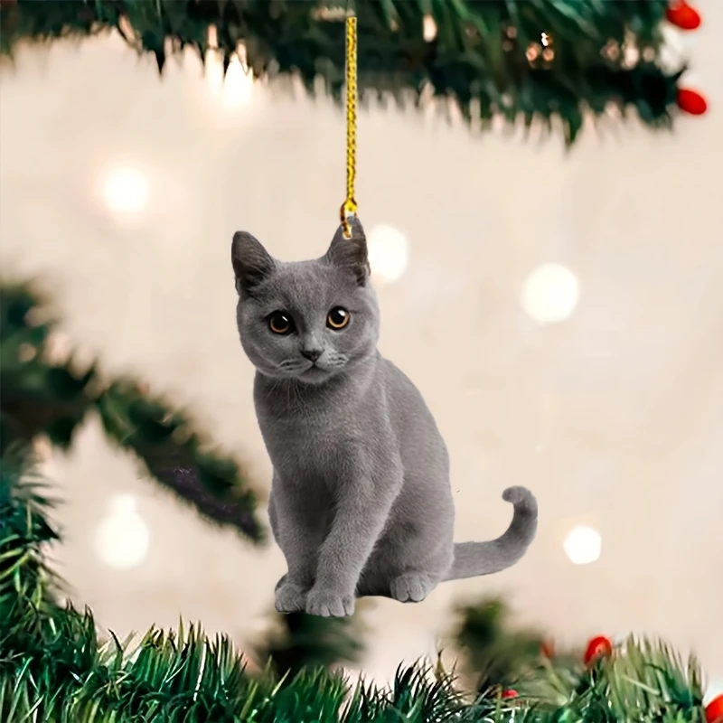 2D Acrylic Plush Cat Small Decorative Pendant Car Rearview Mirror Decoration Pendant Pet Enthusiasts