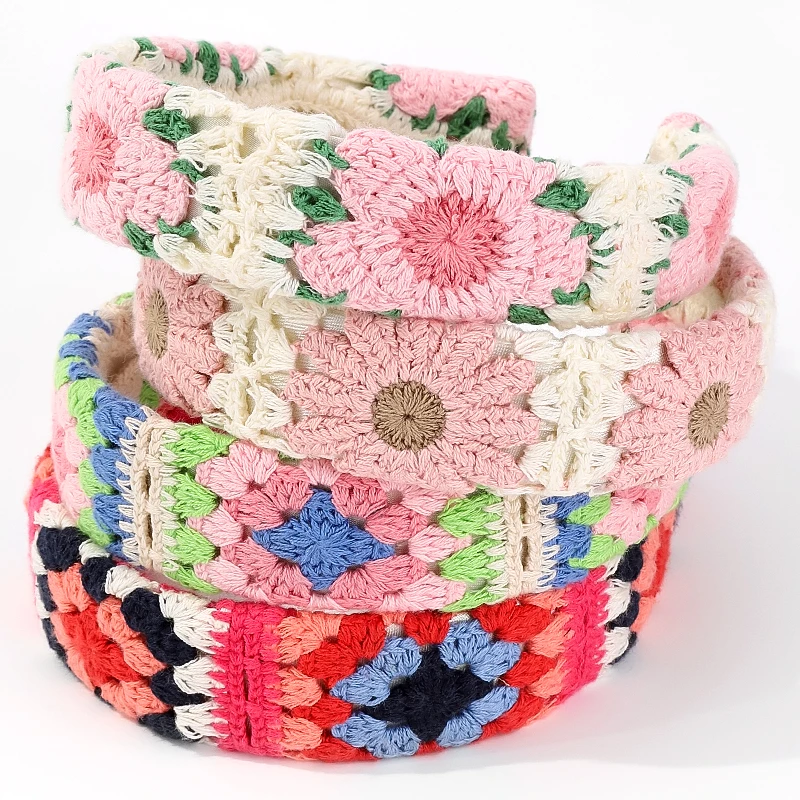 Diadema bohemia para mujer, diadema con estampado de flores de estilo étnico Simple, aros para el pelo para viaje en la playa, 1 ud.