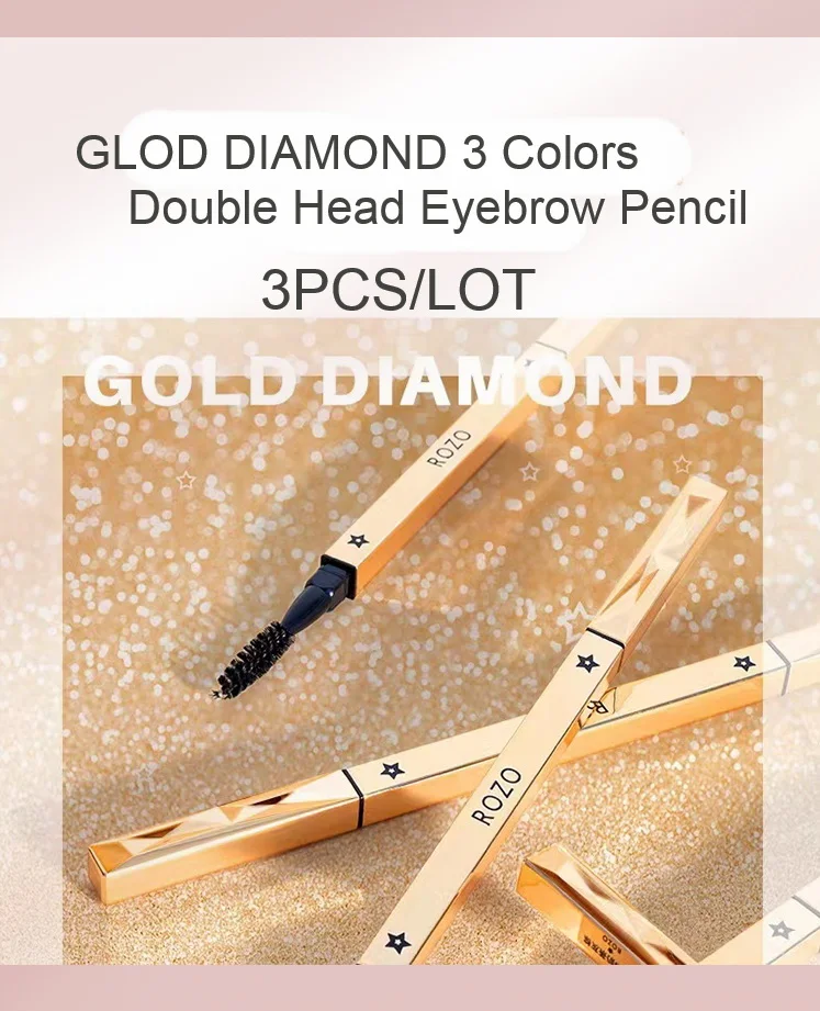 GLOD DIAMOND – crayon à sourcils professionnel, 3 couleurs, Double tête, longue durée, étanche, maquillage pour les yeux, pour femmes, 3 pièces/lot