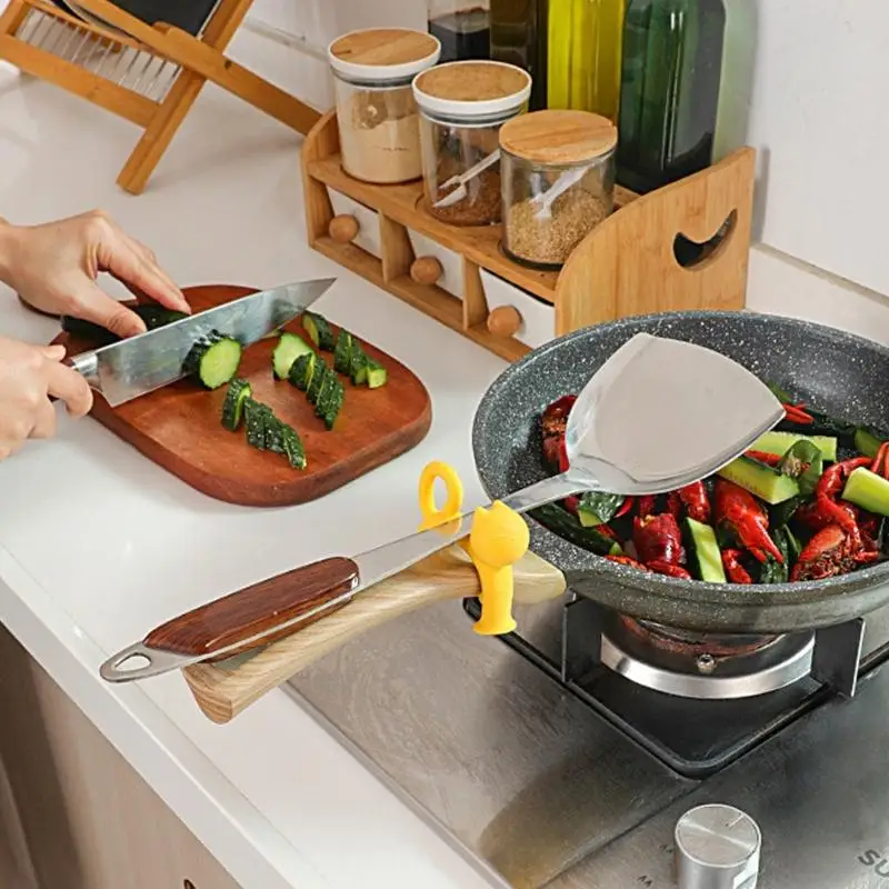 Silicone Cooking Utensils Holder With Decorative Cats Spill Prevention Lid Lifter Spoon Rest Stand Kitchen Gadget A2BB