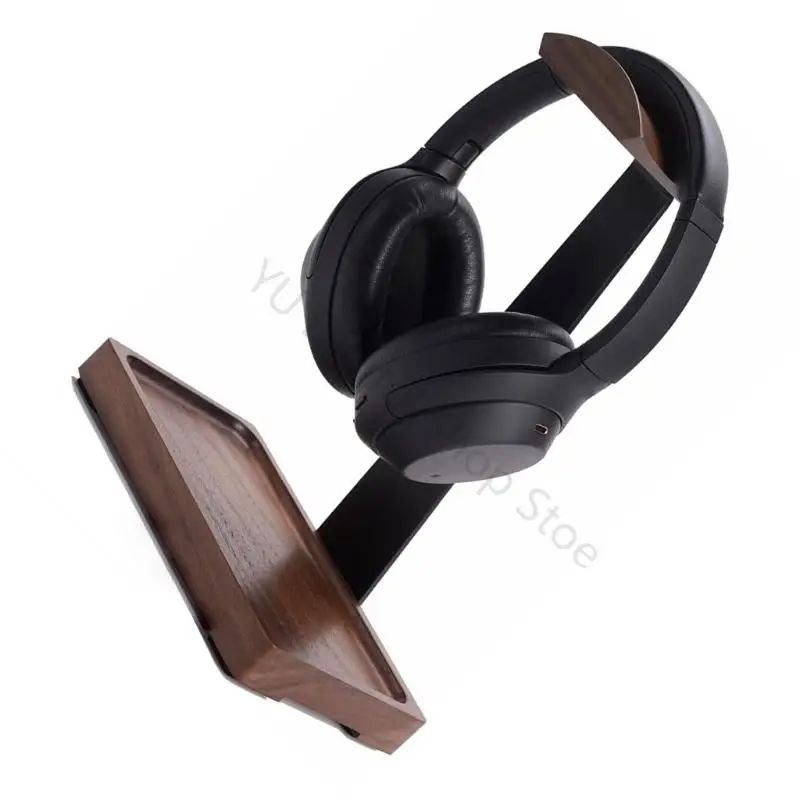 96BA Holzständerhalter für Headset-Display-Regal, Schreibtischaufhänger, Kopfhörerständer – Detail 4