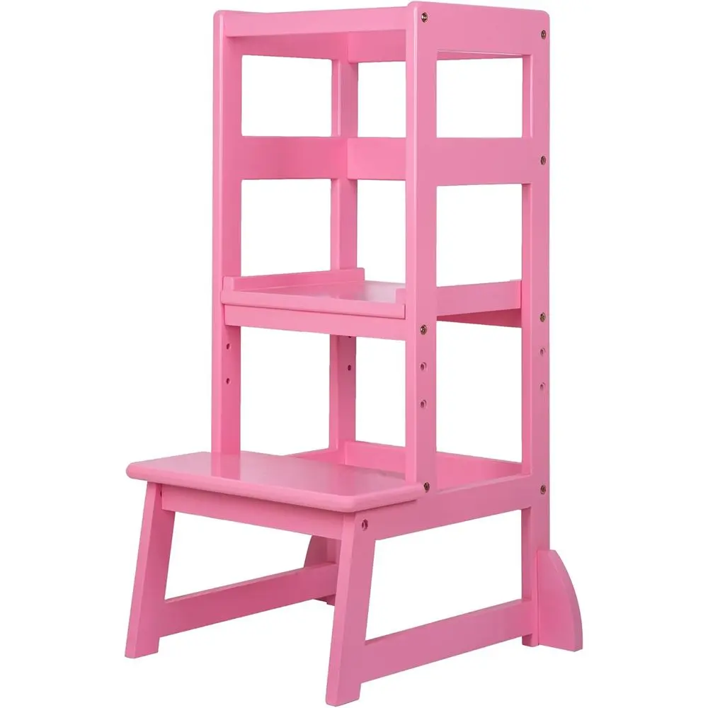 

Adjustable Height Kitchen Step Stool for Kids, Counter Level Learning or Bathroom Use, Pink