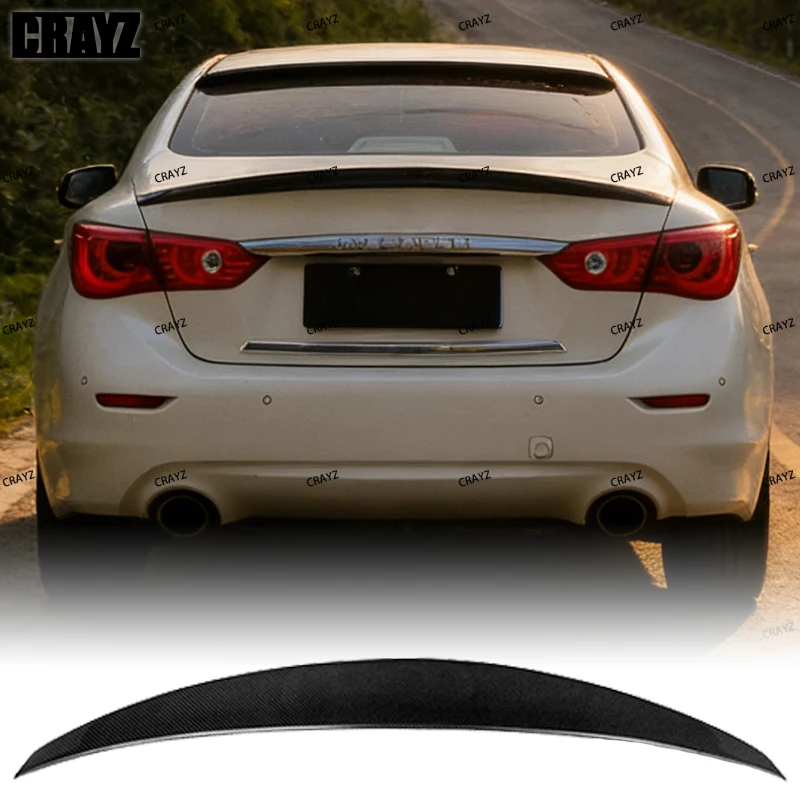 

For 2012 - 2021 Infiniti Q50 Q50S Q50L GT Style Glossy Black Carbon Fiber Look Rear Spoiler Luggage Wing