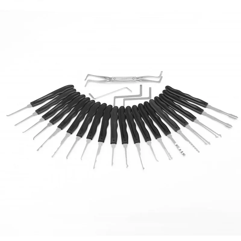 24 pcs Locksmith & Auto Lock Pick Tools Combo Kit for Beginners/Pros, Titanium-Plated Car Unlock Extractor Set
