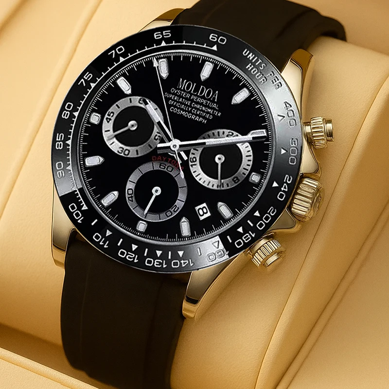 

A men's black tape sports casual large dial quartz wristwatch.