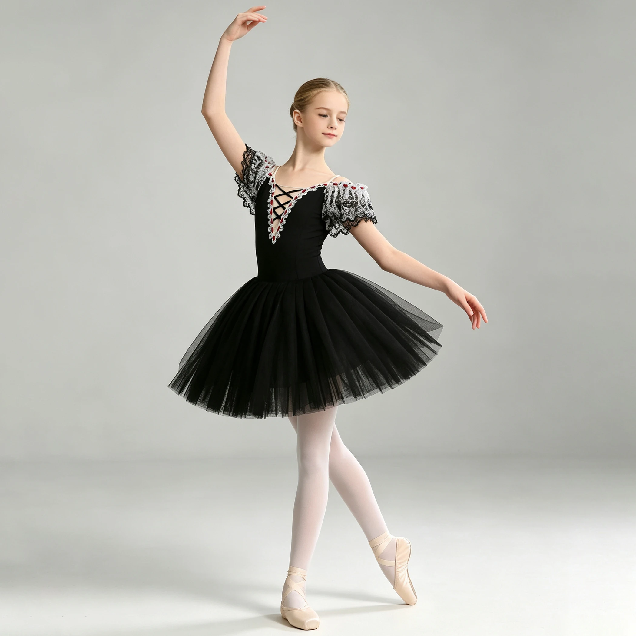 Professional Romantic Tutu Ballet Dress Diamond Lace Gauze Patchwork Slip Ballerina Party Dress Children Ballet Dance Costumes