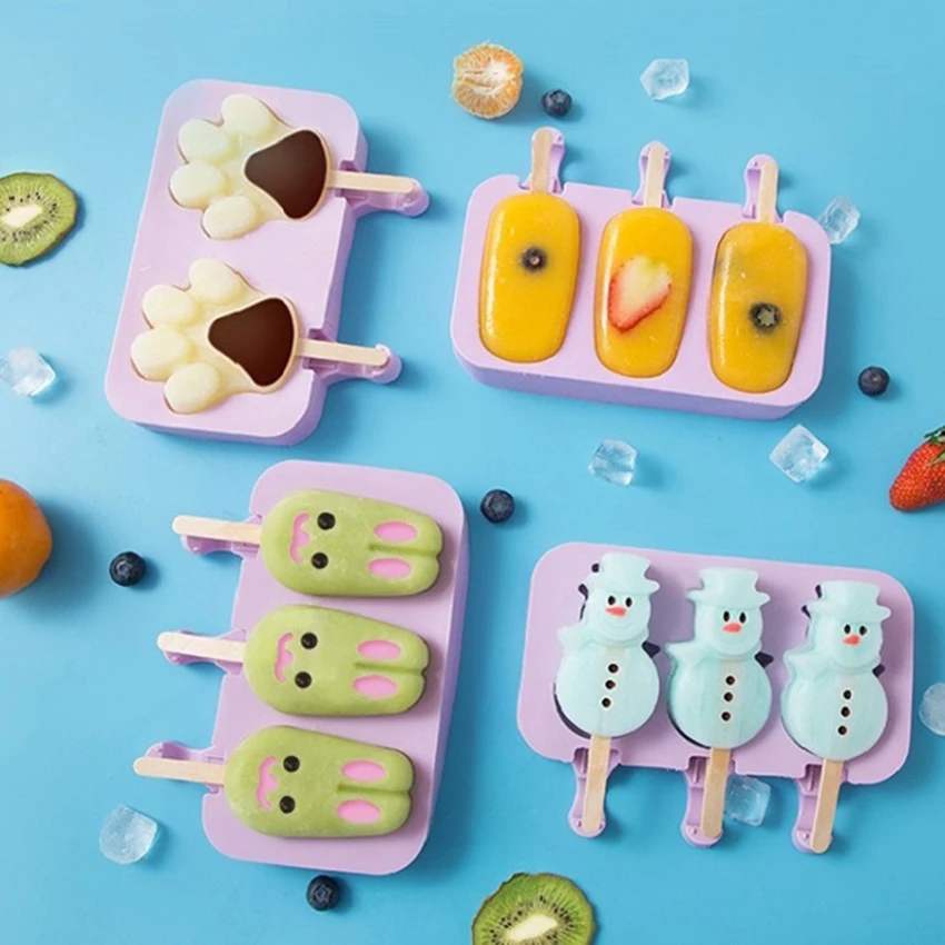 

Ice Cream Tools Silicone Ice Cream Mold Cartoon DIY Ice Cube Tray Ice Cream Silicone Mold Homemade Tools Summer Party Supplies