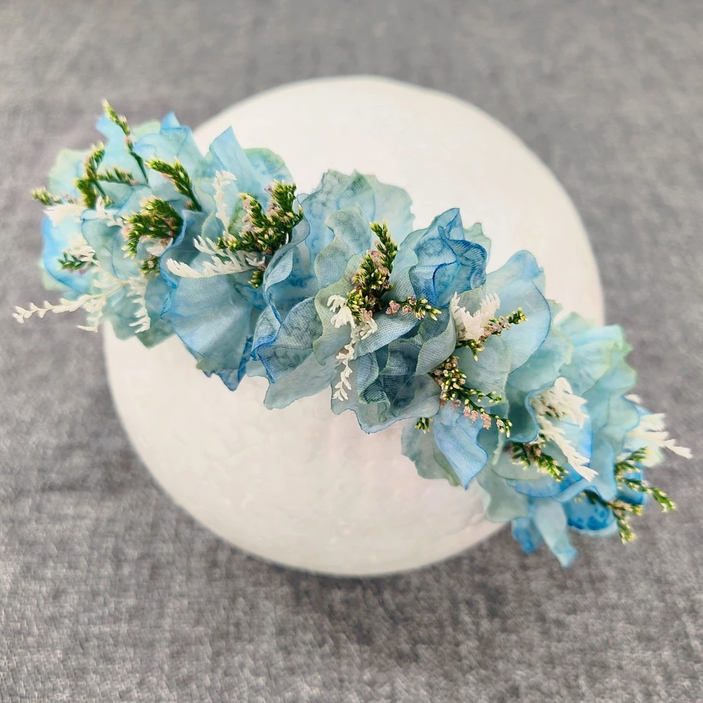 Floral Newborn Wreath for Photography Props Flower Baby Girl Headband Beaded Baby Girl Tieback Photoshoot Hair Accessorie