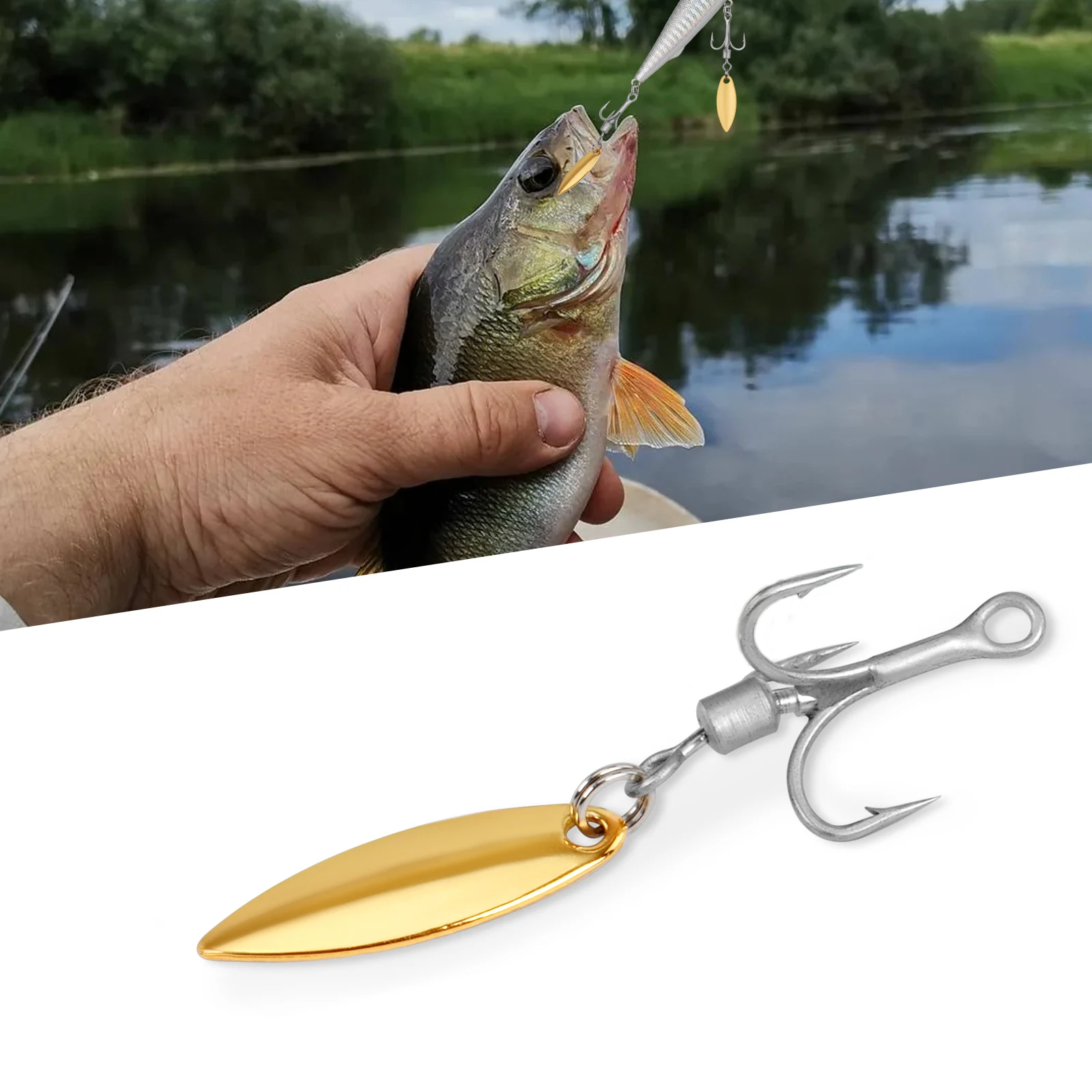 

5pcs Fishing Treble Hooks with Willow Blade #4 #6 #8 Hight Carbon Steel Sharp Barbed Triple Fishing Hooks Blade Spoon Hard Lures