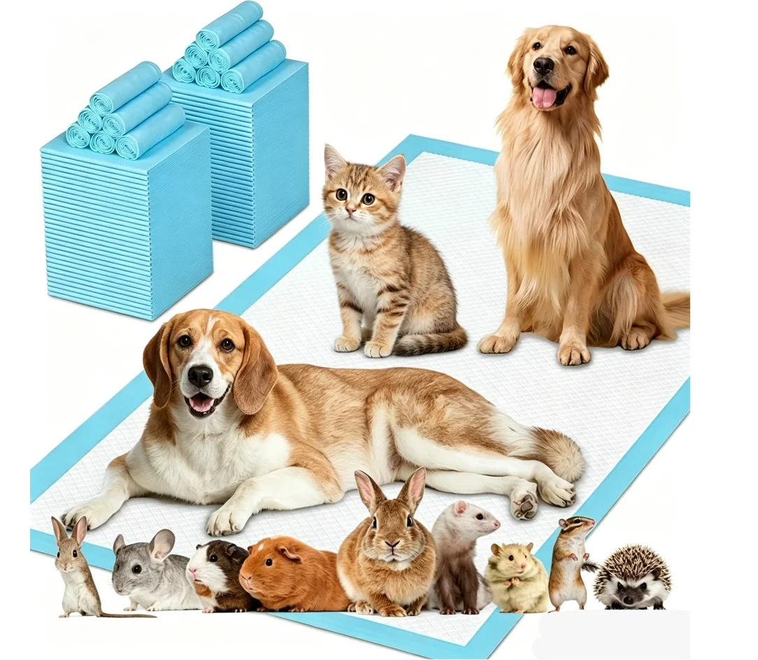 50pcs Disposable Pet Training Pads High Absorbent Leak Proof Puppy Pads Fit Dogs Cats Rabbits Small Animals Multiple Sizes