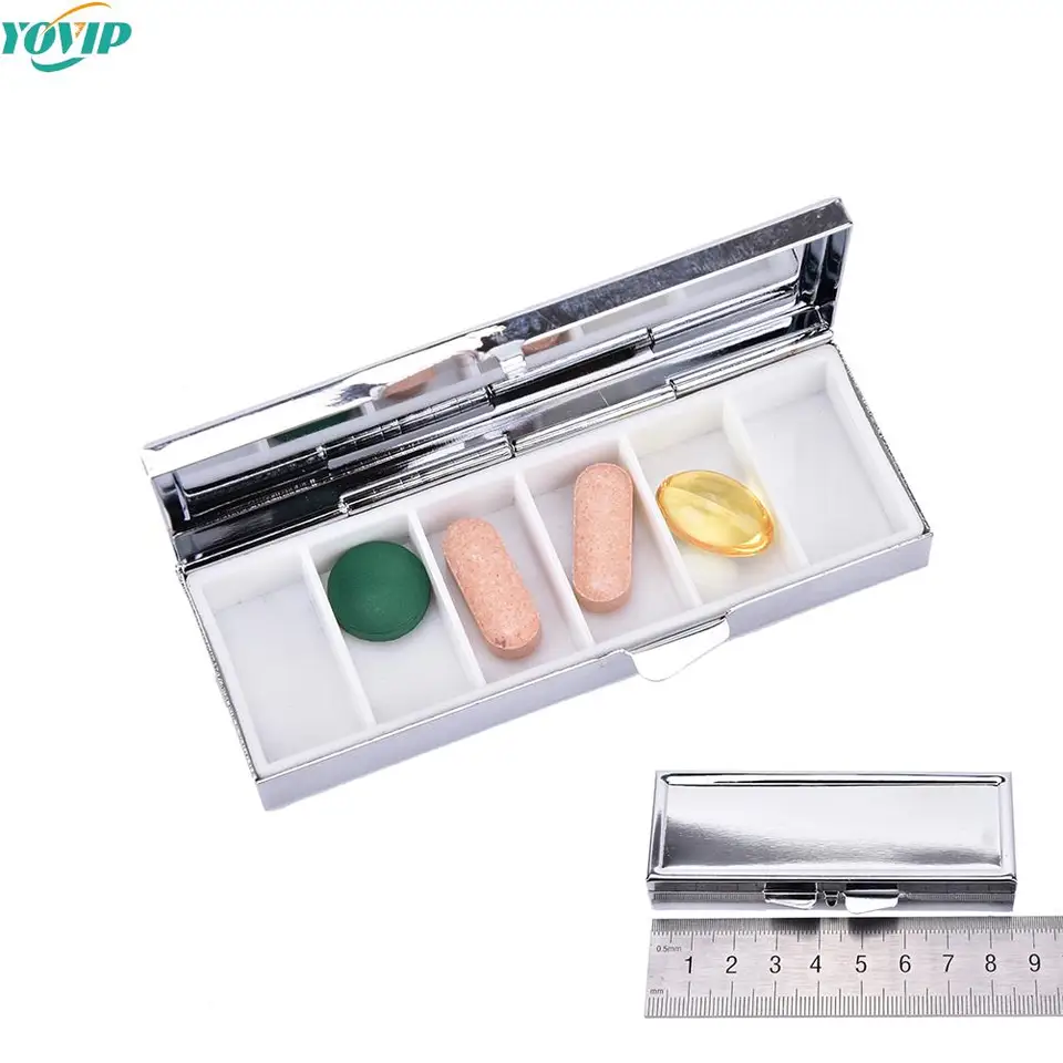 1pc 6 그리드 접는 알 약 케이스 컨테이너 의약품 주최자 알 약 상자 여행 필수 알 약 스플리터 85*35*15mm 썸네일 5