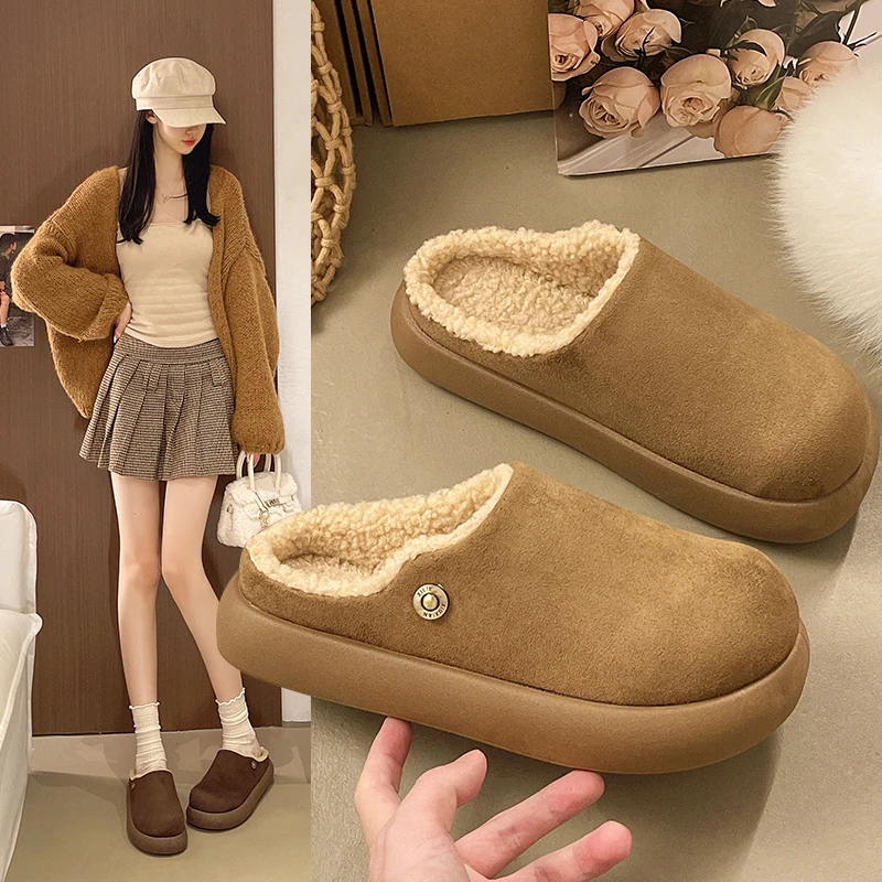 Unisex Indoor Outdoor Winter Slippers TPR Anti-Slip Sole Slip-On Soft Warm Black Comfort Home Casual Shoes Easy Clean Design