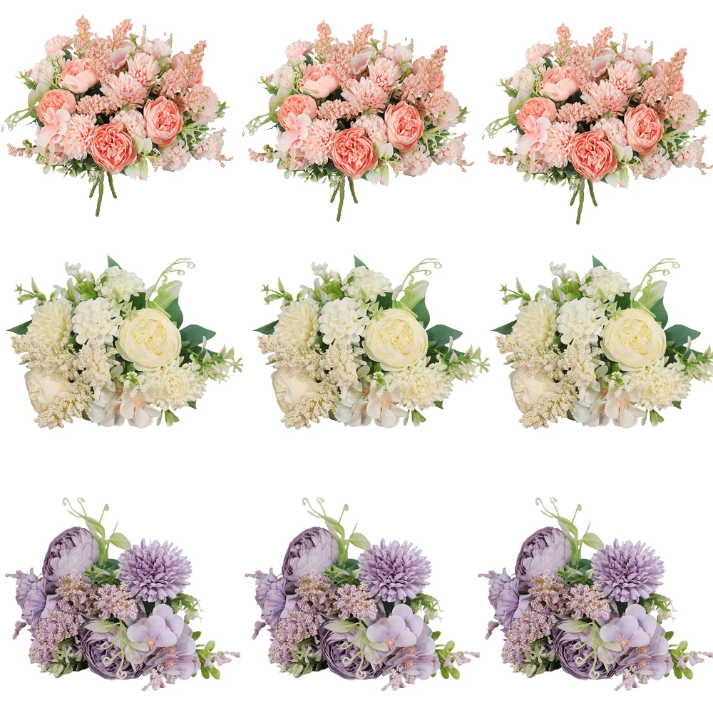 

Artificial Flowers Decoration White Peony Hydrangea For Wedding Party Home Room Outdoor DIY Silk Fake Floral Arrangement Gift