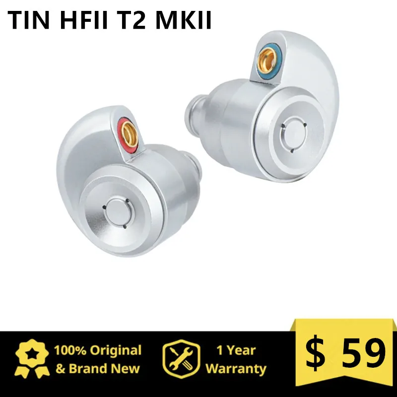 TIN HFII T2 MKII High-Definition Balanced Hi-Fi Earphone Wired Earbuds IEMs with Detachable IEM Cable for Musicians