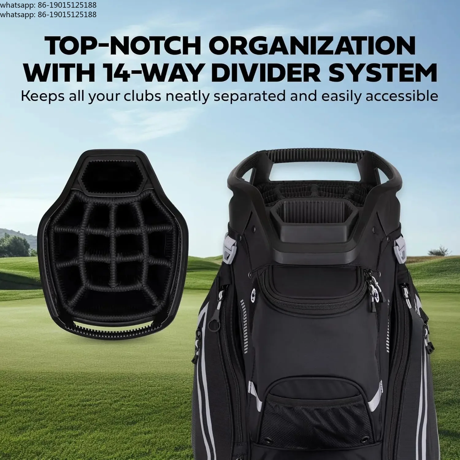 軽量14分割ゴルフバッグ、9つのポケット付き、男女兼用エルゴ - Golf Bag のレビューと価格