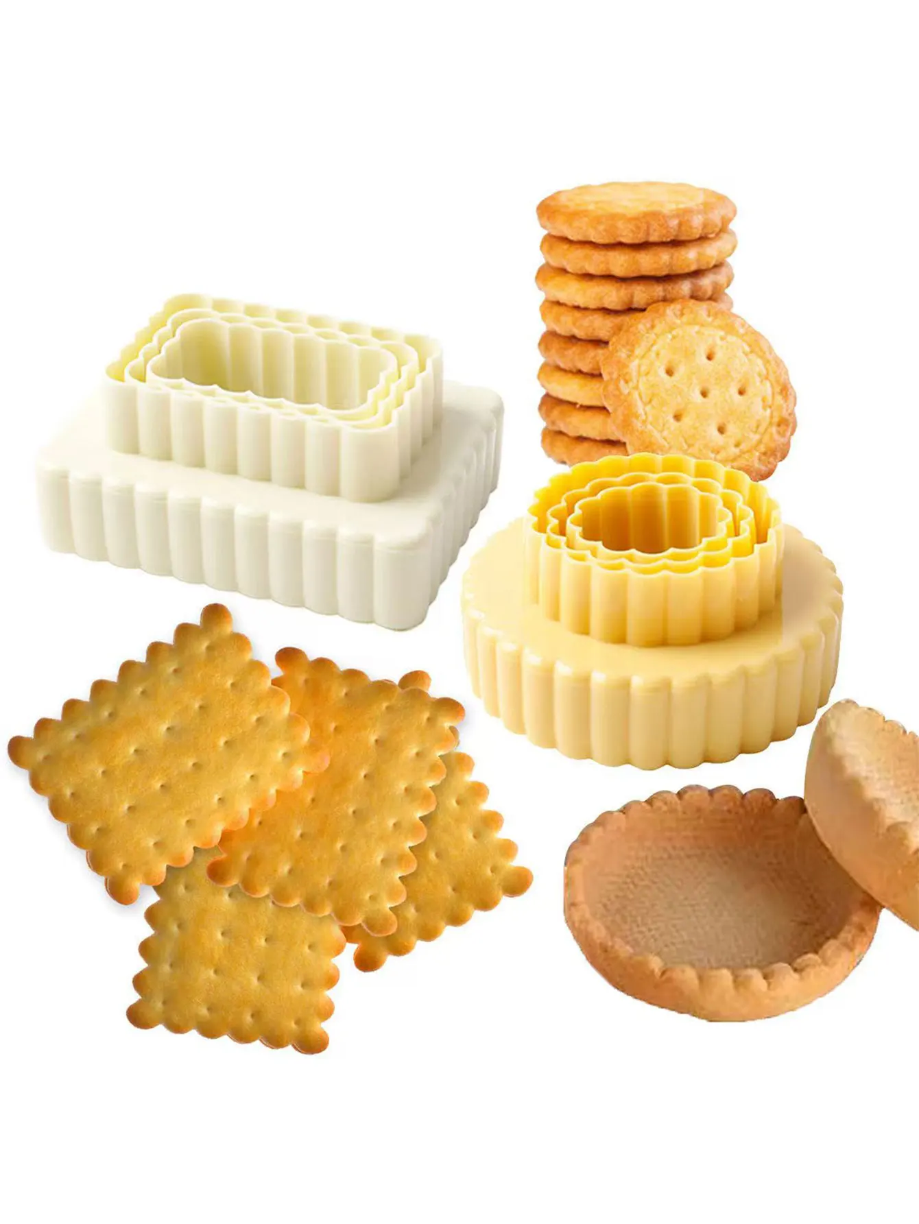 Household Rectangular Plastic Cookie Mold 3-Piece Set Food-Grade Cake Border Mold Baking Combination Set
