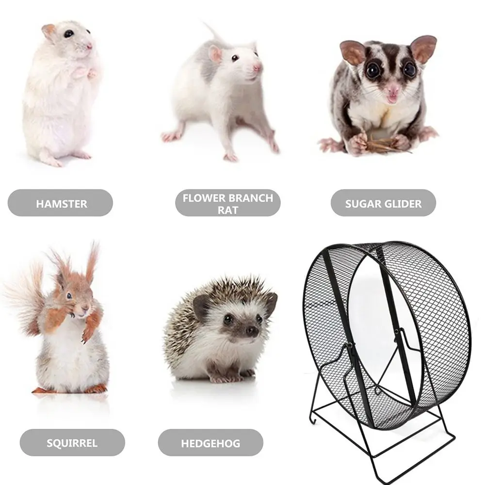 New Iron Hamster Exercise Wheel Small Pet Exercise Durable Nail Grinding Wheel with Bracket Silent Small Animal for Hedgehogs