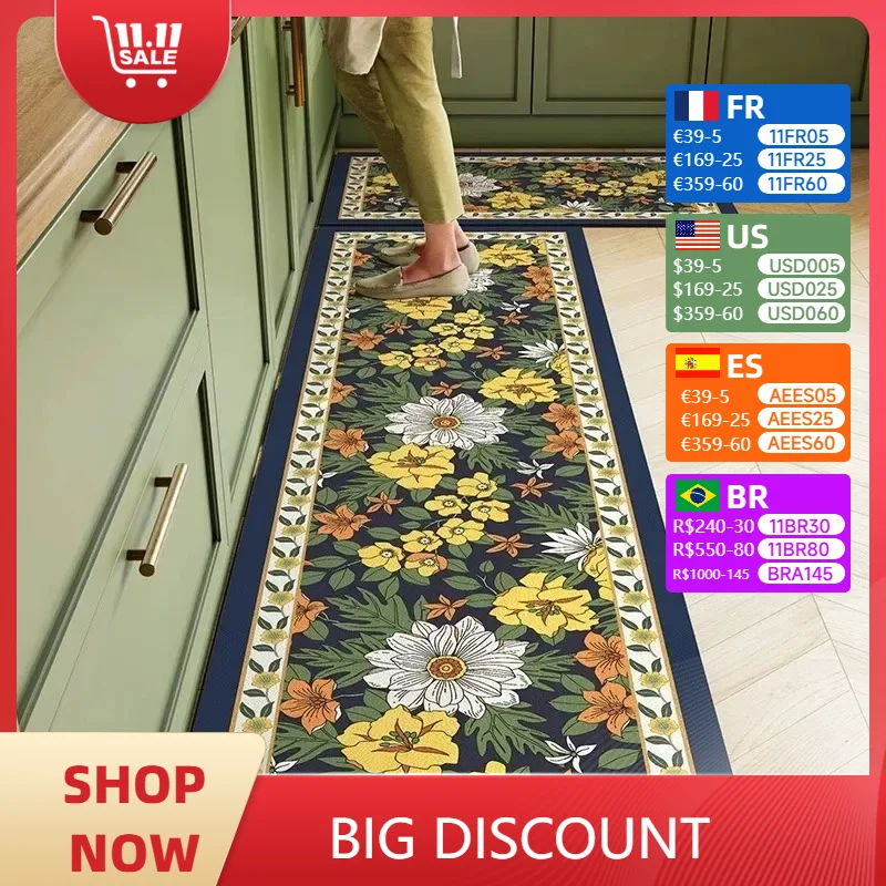 

Kitchen Floor Mat Waterproof Oil Proof Easy Clean Pvc Leather Carpet Anti-Slip Dirt-Resistant Balcony Rug Alfombra Ковер 러그