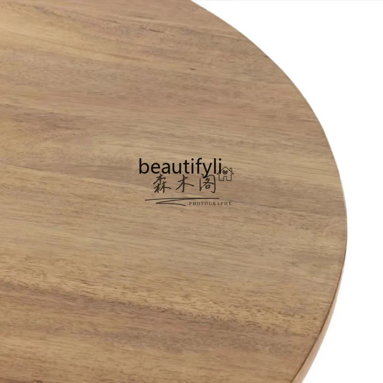 A55 Medieval solid wood round dining table American country round table French retro style solid wood dining table