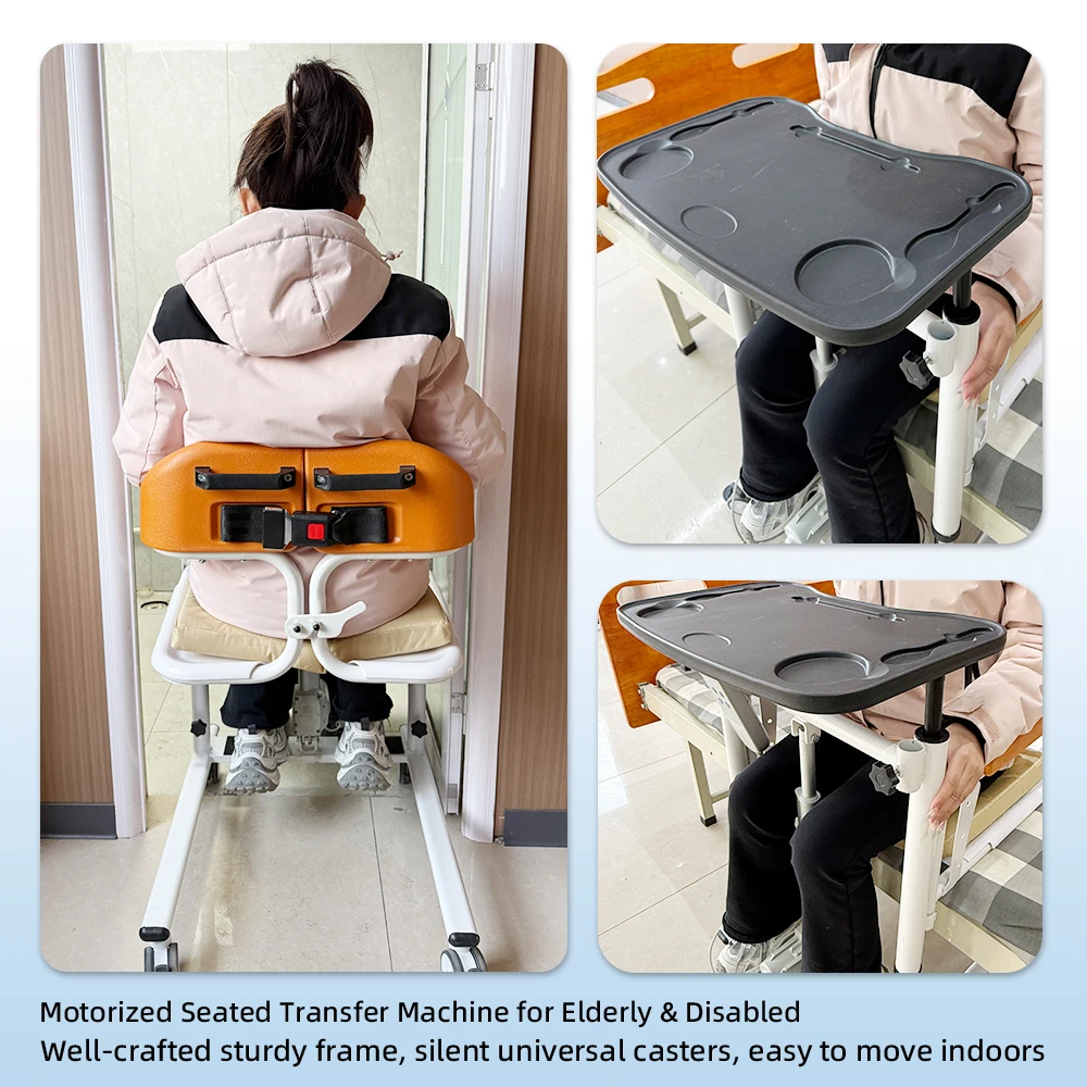 Coolfull Electric Sitting Transfer Hoist, Remote Lifting Commode Chair with Lockable Casters for Elderly Disabled Home Care