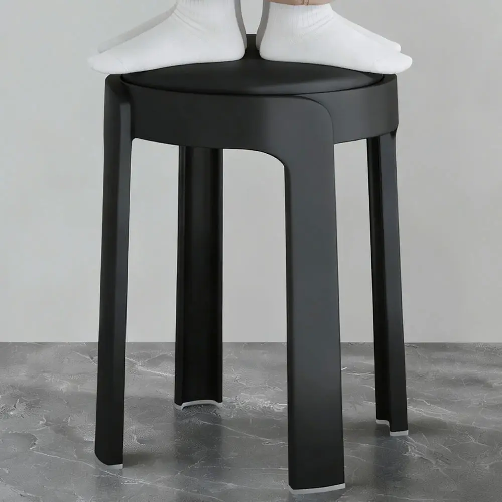 Modern Plastic Stool Stackable Round Chair Thickened Seat Durable Furniture For Home Living Room Dining Kitchen Small Space