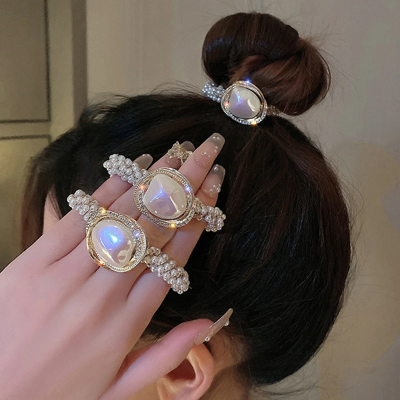 Korean Style Fashion Imitation Pearl Elsatic Hair Ties Exquisite Ponytail Scrunchie Rubber Band For Women Hair Accessories