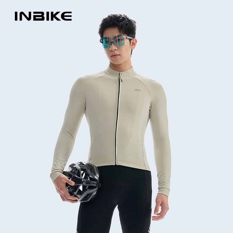 INBIKE  2026 Men's Winter Fleece Long Sleeve Cycling Jersey Zip Pocket Thermal MTB Bike Riding Shirt for Men Outdoor Sports Wear
