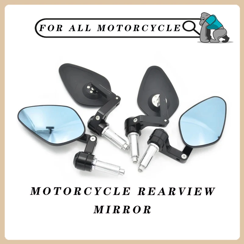 Universal CNC Diamond Aluminium Alloy Adjustable Motorcycle Folding Handle Refitting Customized HD Bule Glass Rearview Mirror