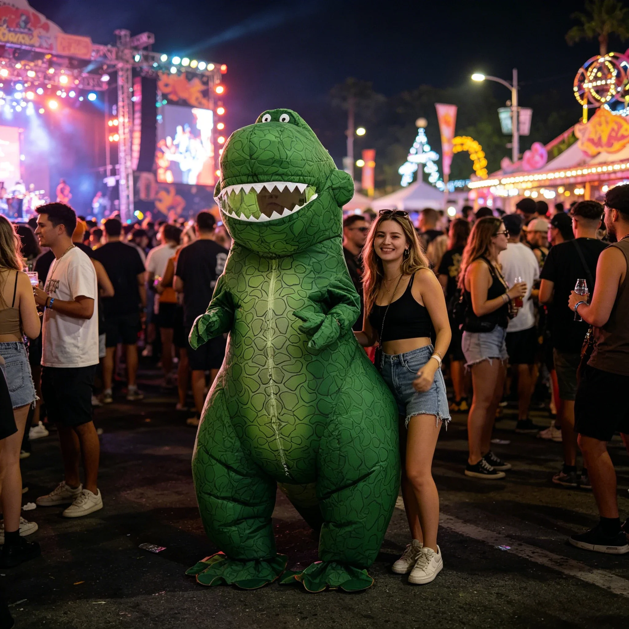 緑色の恐竜の着ぐるみ、大人用、空気で膨らませるタイプ、ハロウ - Inflatable Dinosaur Costume Adult のレビューと価格