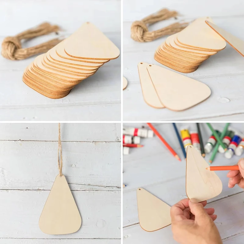 Caramelo de madera con forma de maíz para halloween, copos de maíz de caramelo de madera sin terminar, patatas fritas de madera en blanco, decoraciones artísticas gemelas de madera para halloween