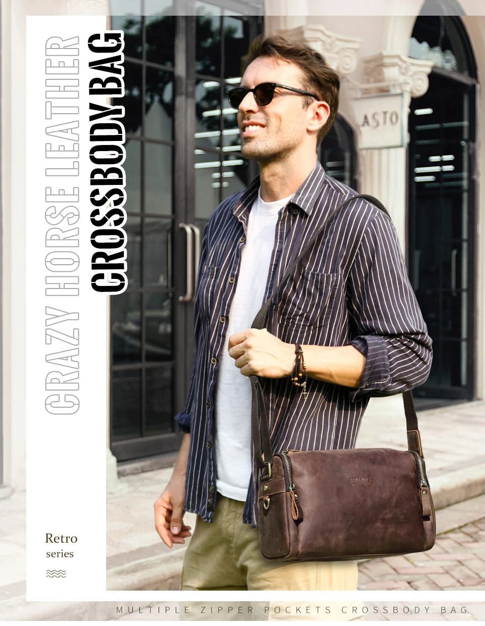 Crazy Horse Leder Männer Handtasche Designer Vintage Crossbody-tasche Kleine Strap Sling Schulter Tasche Luxus Marke Messenger Taschen Neue – Detail 1