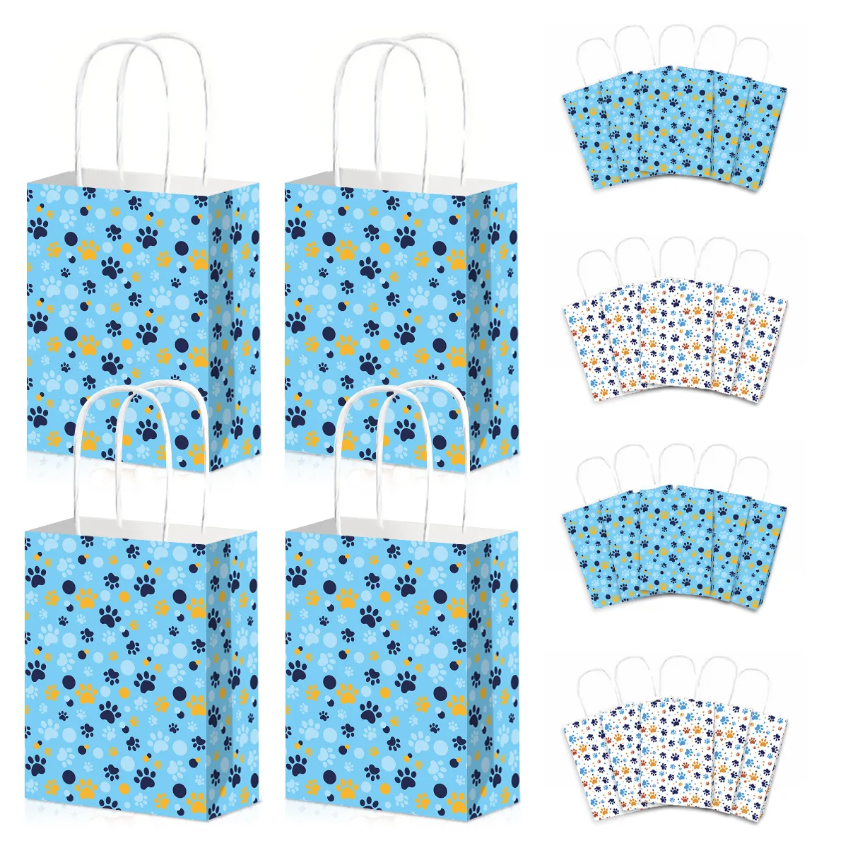 12 blaue Geschenktüten für Hunde, Geburtstagsfeiern, Geschenktüten für Hunde, Großpackung mit Griffen, Warenbeutel, Goodie-Süßigkeitstüten für Kindergeburtstagsfeier