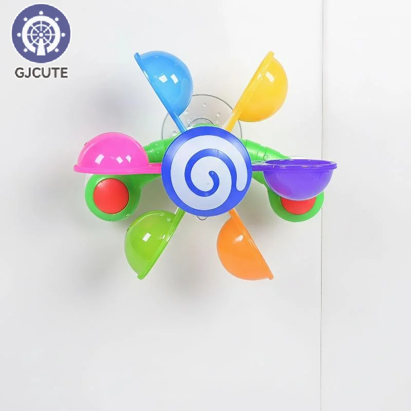 Rainbow Windmill Toddlers Bathing Sucker Water Spray Toy Colorful Waterwheel Baby Bath Toys Set Shower Sprinkler Toy