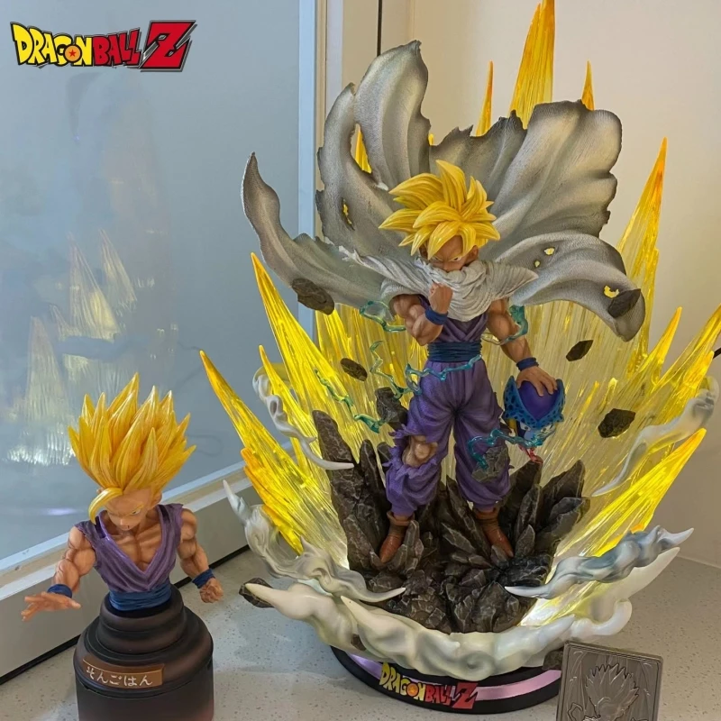 

Dragon Ball Son фигурка гохана 42 см Super Saiyan 2 Gk Dbz Cell Аниме фигурки Статуэтки из ПВХ со светодиодной подсветкой модели игрушки куклы