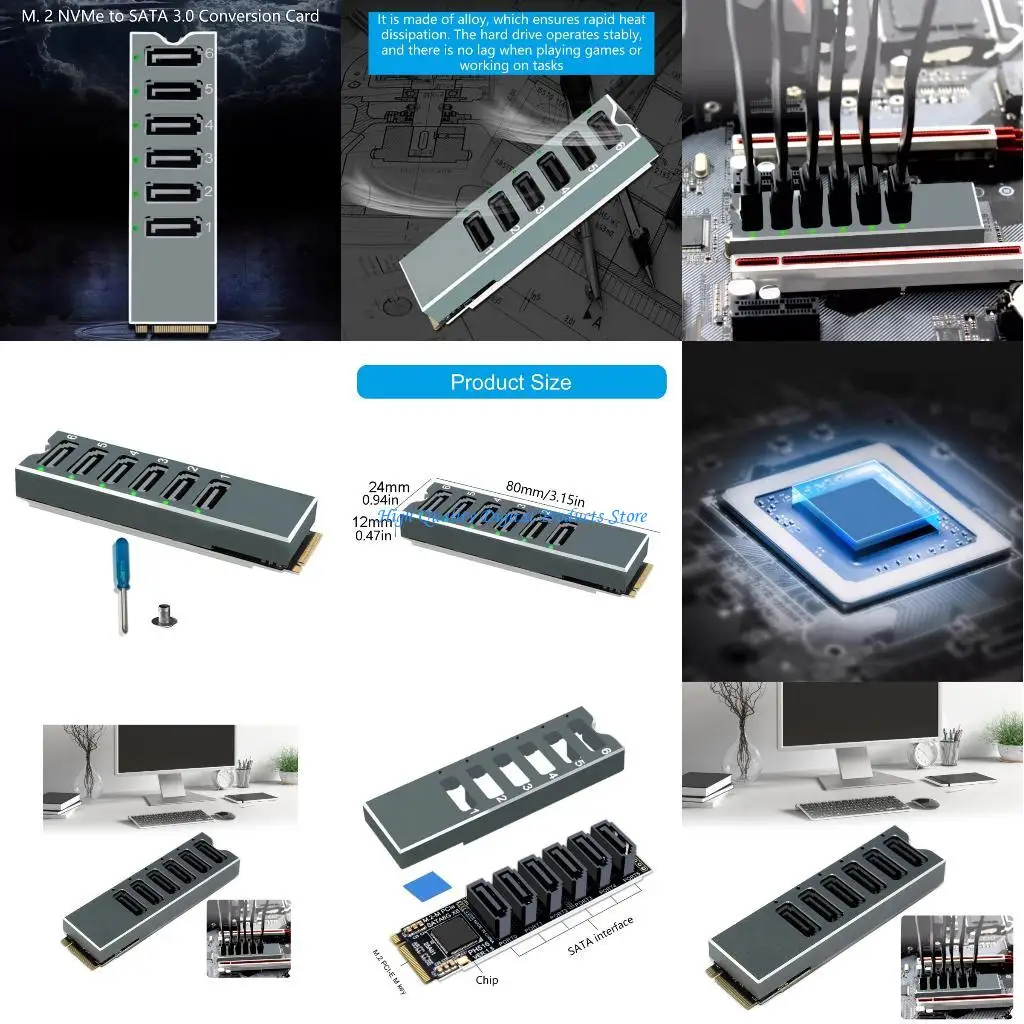 

U2JE Multiport SATA3.0 Adapter Card For M.2 NVMe Interfaces Builts In Aluminum Cooling Technology