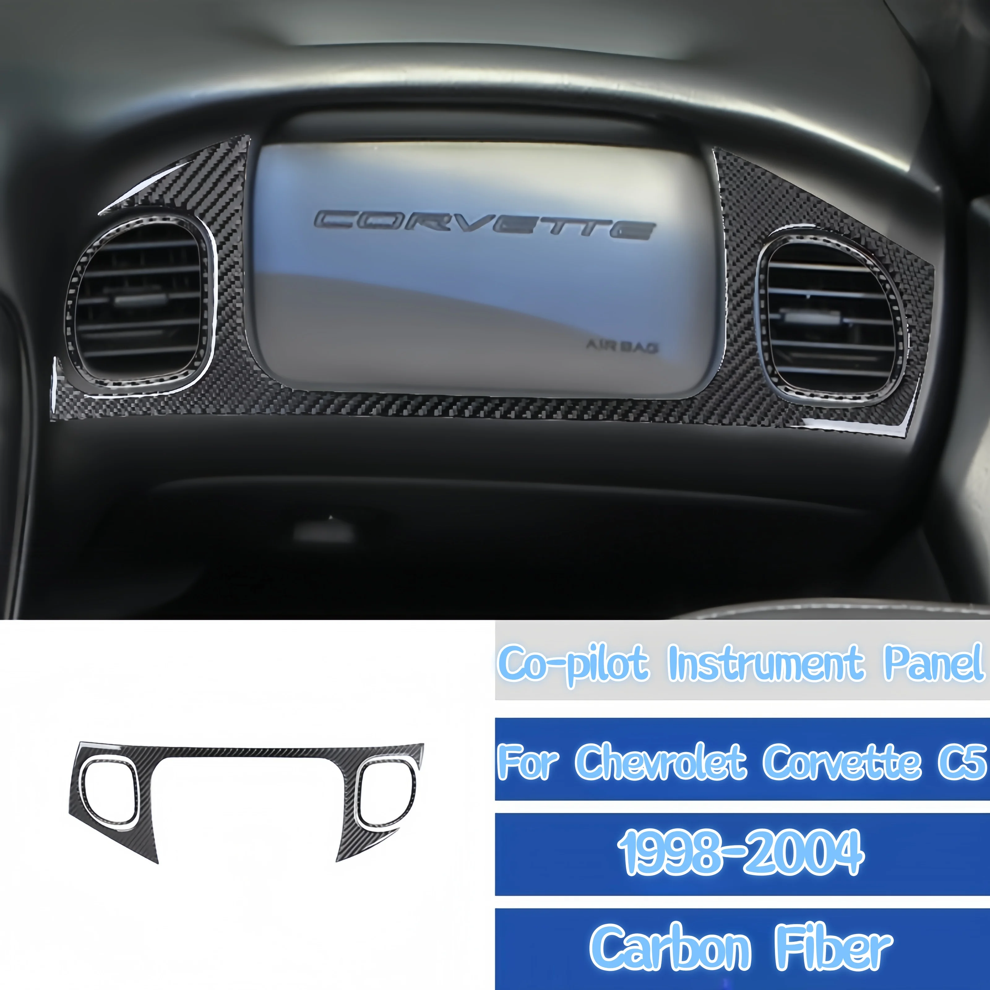 

For Chevrolet Corvette C5 1998-2004 Car Accessories Carbon Fiber Auto Co-pilot Instrument Panel Trim Cover Decorative Sticker