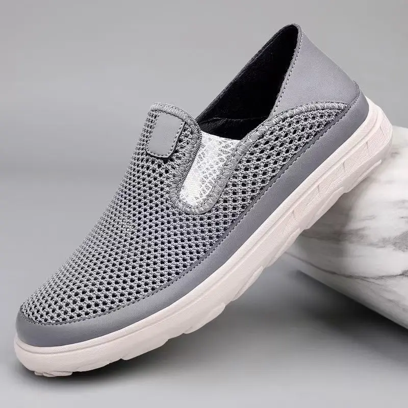 Men Mesh Big Size Slip On Casual Shoes Spring Summer New Soft sole Shallow Slip On Lightweight Walking Shoes Lazy Slippers