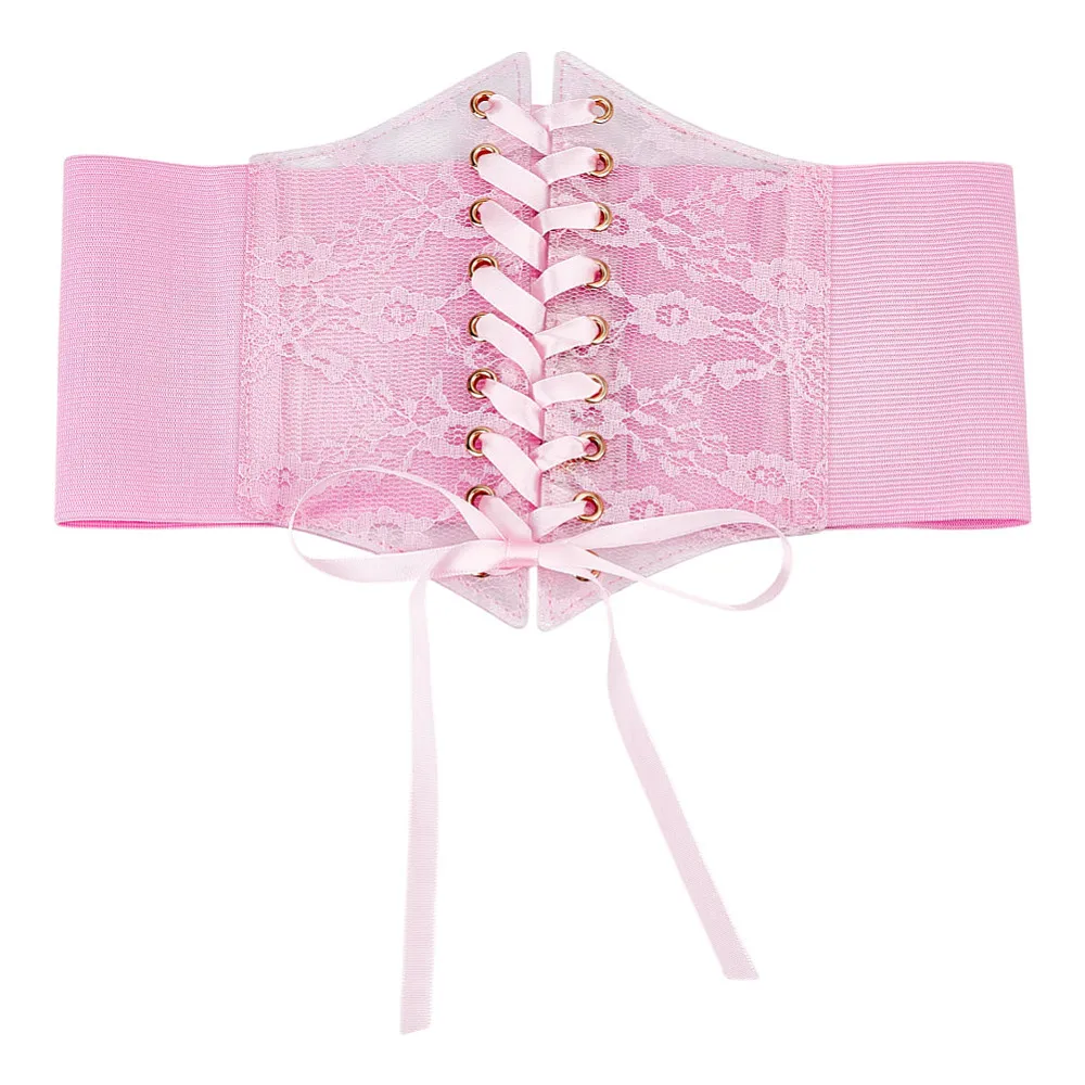 1Pc Women Lace Corset Belts Elegant Wide Waist Bustiers Elastic Cinch Belt Tied Waspie for Women DIY Dresses