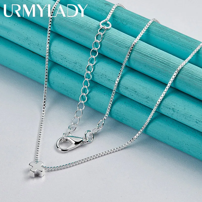 

URMYLADY 925 Sterling Silver Cross Pendant Necklace For Women Wedding Party Gift Fashion Jewelry