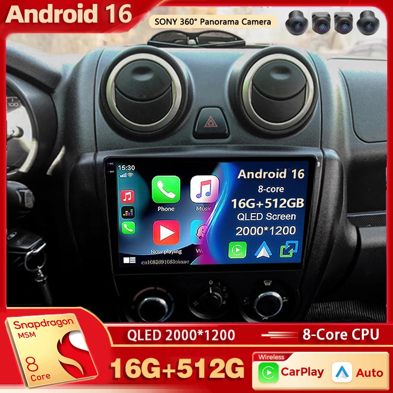 Android 16 Qualcomm For LADA Granta Sport 2011-2018 2K QLED Stereo Car Radio Multimedia Video Player AI Voice CarPlay Head Unit