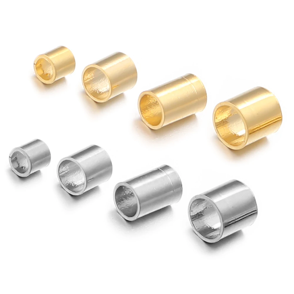 50-100pcs Stainless Steel Crimp Tube Beads Spacer End Stopper Positioning Beads For DIY Necklace Jewelry Making Accessories