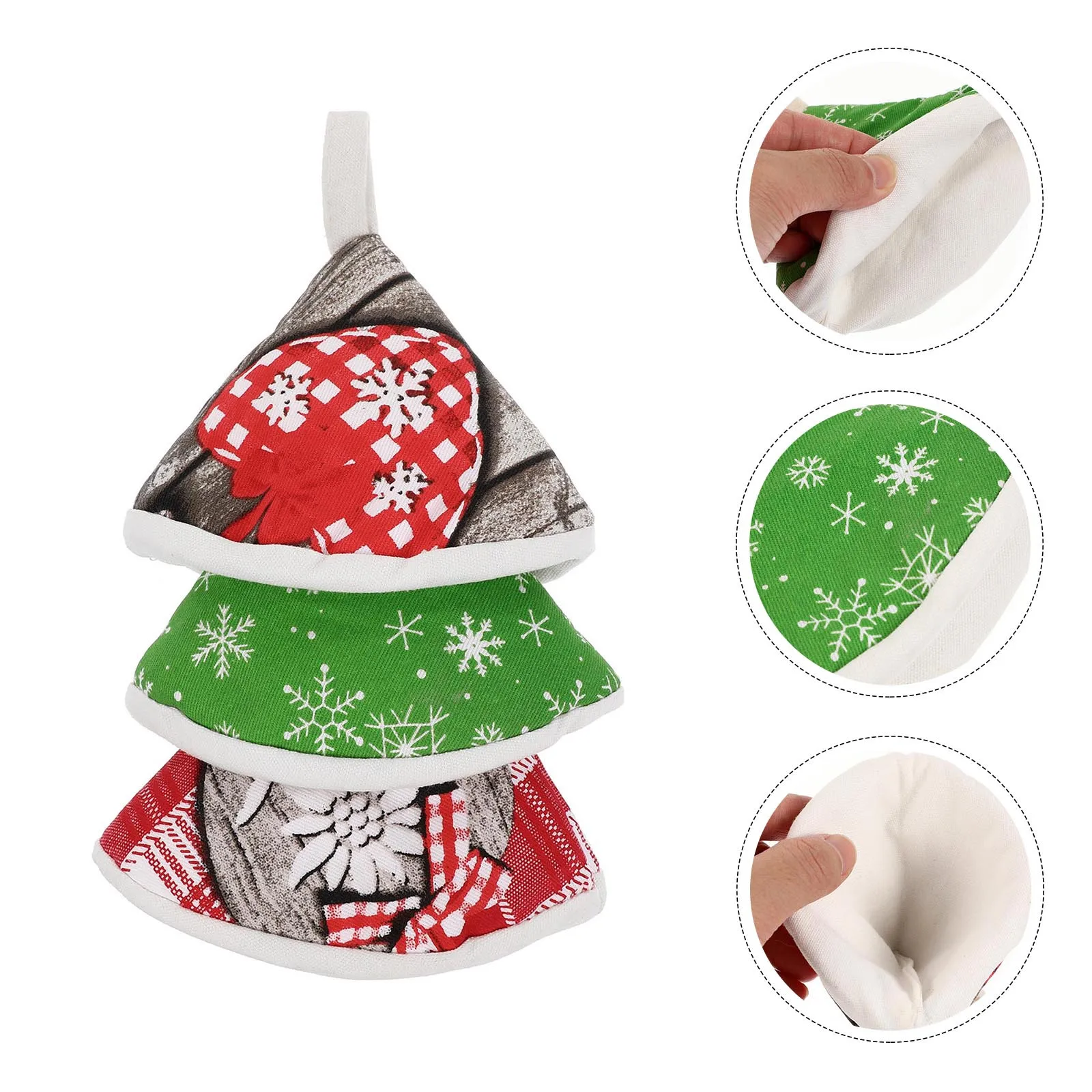 

3pcs Lid Hats Thick Cotton Cloth Pot Caps Anti-Skid Handle Covers For Casserole Kitchen Accessory Triangle Pot Hat